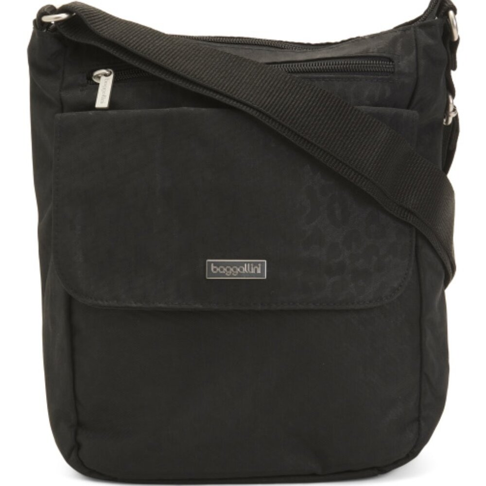 Baggallini Black Cheetah Embossed Town Bagg Crossbody Bag/NWT